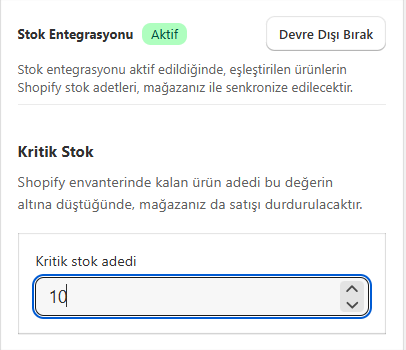 Kritik Stok Özelliği